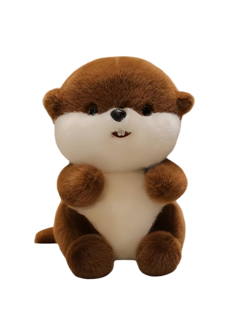 لعبة بلوش بنية داكنة 30 سم - ناعمة بلوشية مع حقيبة ظهر سمكية قابلة للإزالة. هدية للأطفال وديكور المنزل - Image 1